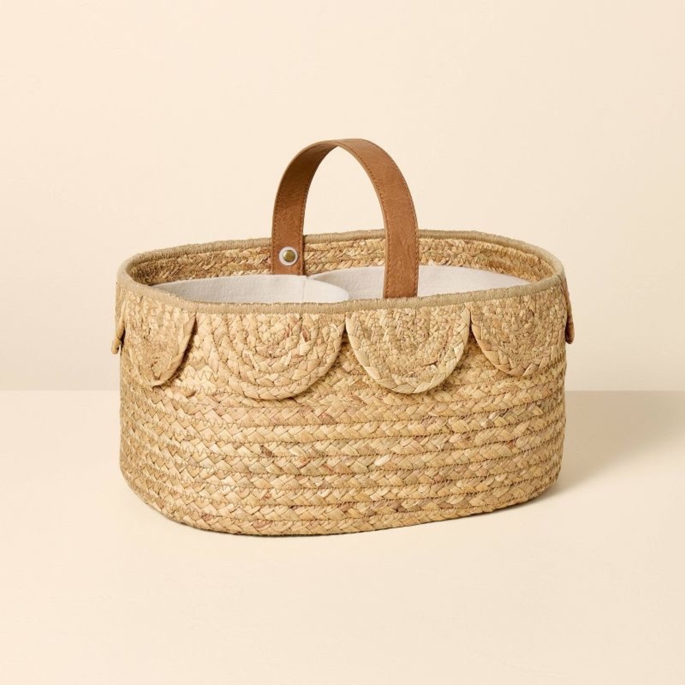 Natural Woven Scalloped Baby Diaper Caddy - Hearth & Hand™ with Magnoliak